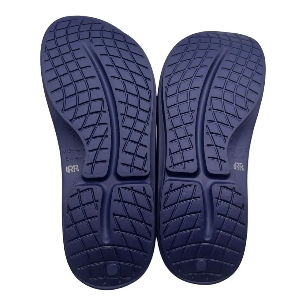 OOFOS OOahh Comfort Slide Sandals Men's Size 13 Navy Blue Slip On NWT‎ B Grade